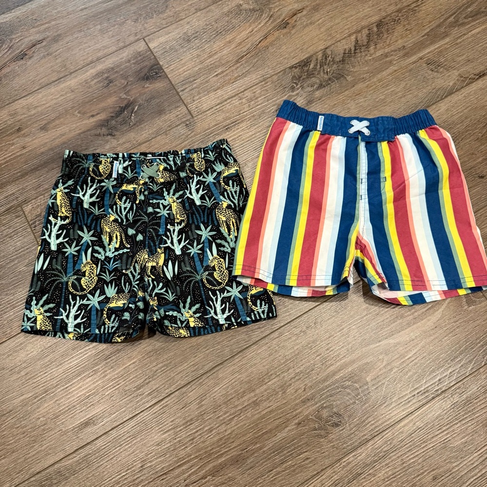 Ruggedbutts Kids Striped & Tropical Swim Trunks - Multicolor